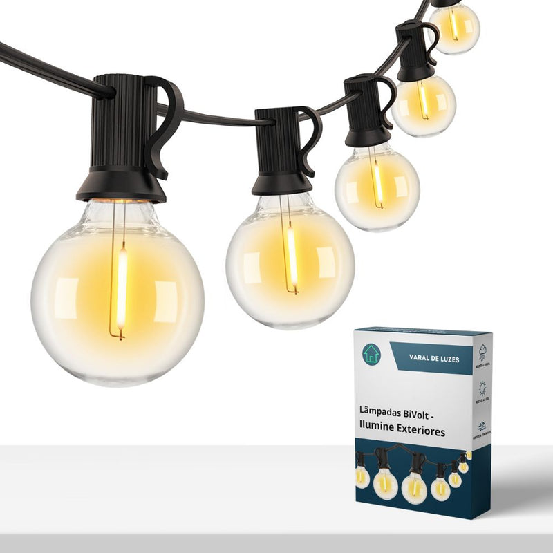 Varal de Lâmpadas Arredondadas Bivolt Swanlight - Ilumine Exteriores