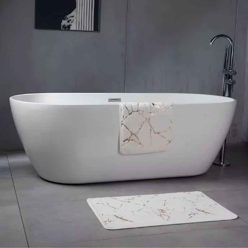 Tapete Antiderrapante Estilo Marmorizado para Banheiro - Swan Bathroom