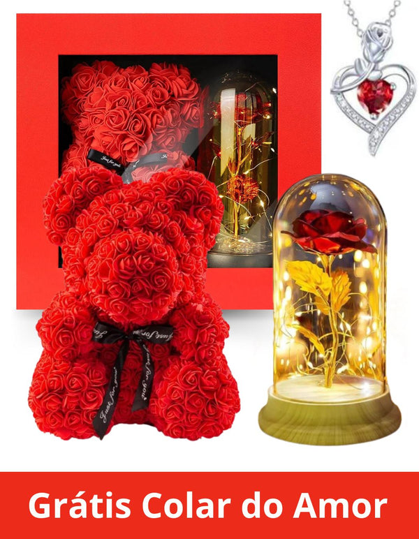 Urso de Rosas Forever Love - Oferta Especial